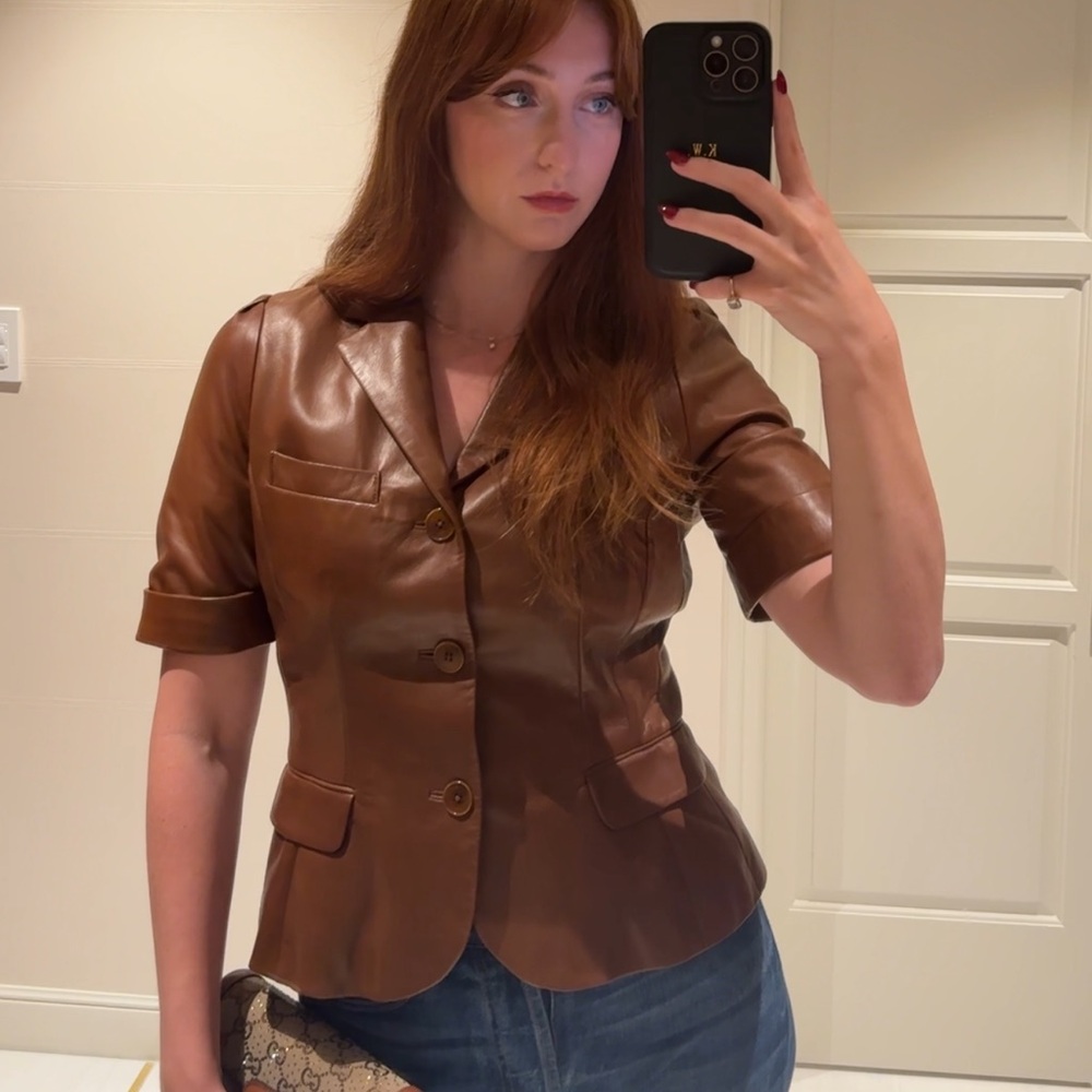 Vintage Ralph Lauren Leather Short Sleeve Blazer
